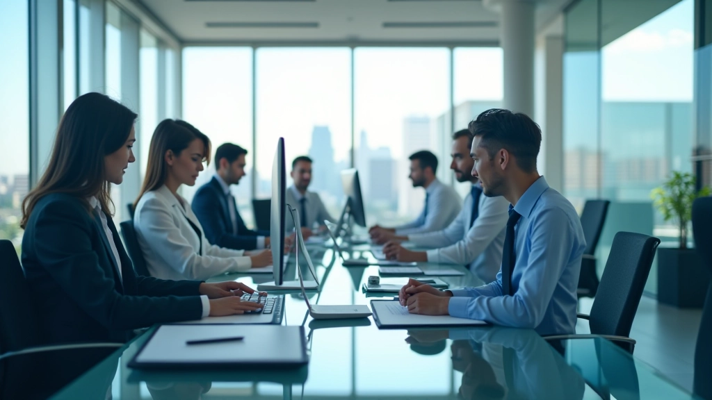 Professional accounting office workspace with modern design