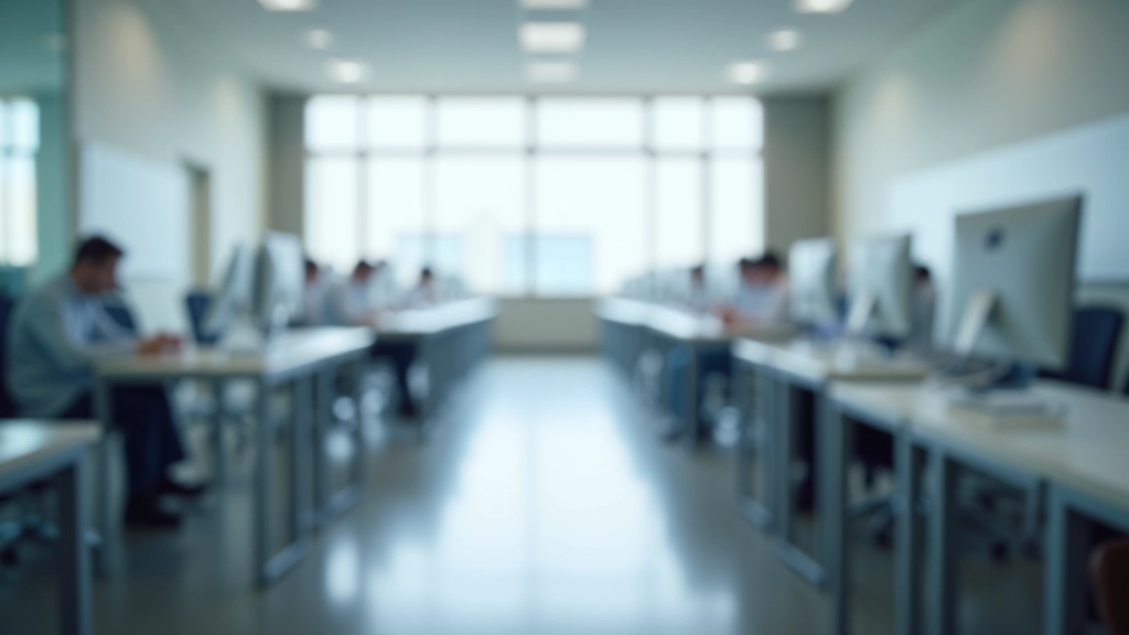 Professional exam center showing computer workstation and testing environment